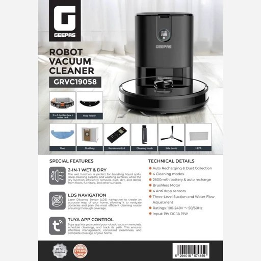 جارو رباتیک GEEPAS مدل GRVC 19058