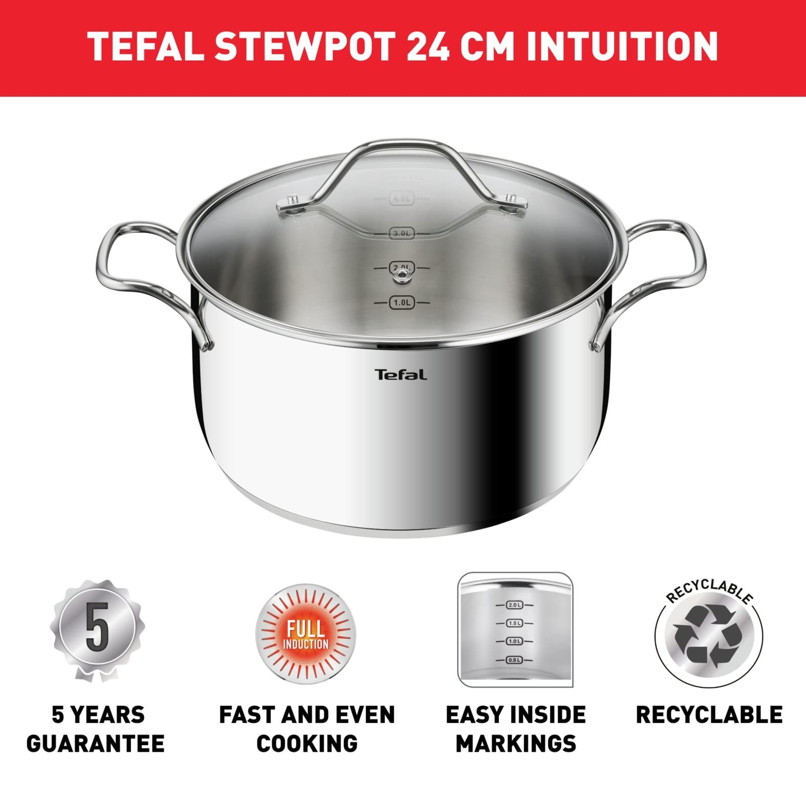 سرویس 8 پارچه قابلمه Intuition تفال مدلB864S874