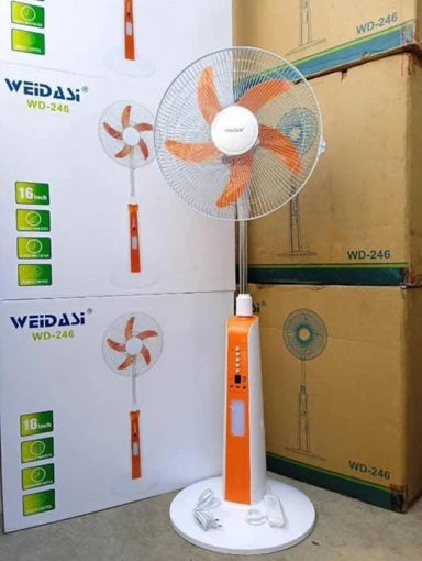 پنکه شارژی برقی ایستاده 16 اینچ پنج پره چند کاره ویداسی پاور بانک مدل  WD-246