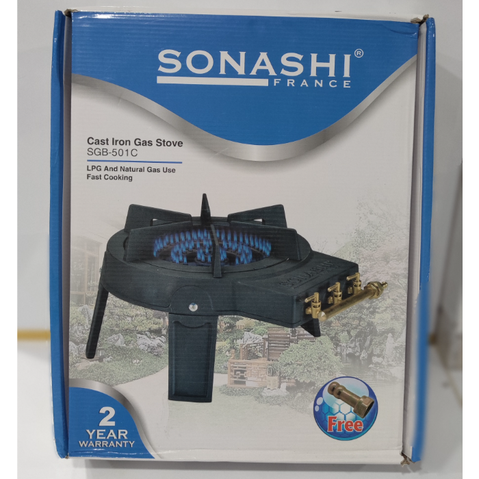 اجاق گاز پایه دار چدن 3 شعله  با شیر برنجی   سوناشی مدل SGB-501C