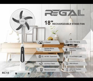 پنکه ایستاده کنترل دار شارژ و برق رگال مدل rc-18