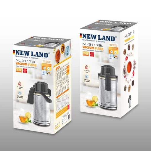 فلاسک 3 لیتری پمپی استیل نیولند مدل NL-3117BL
