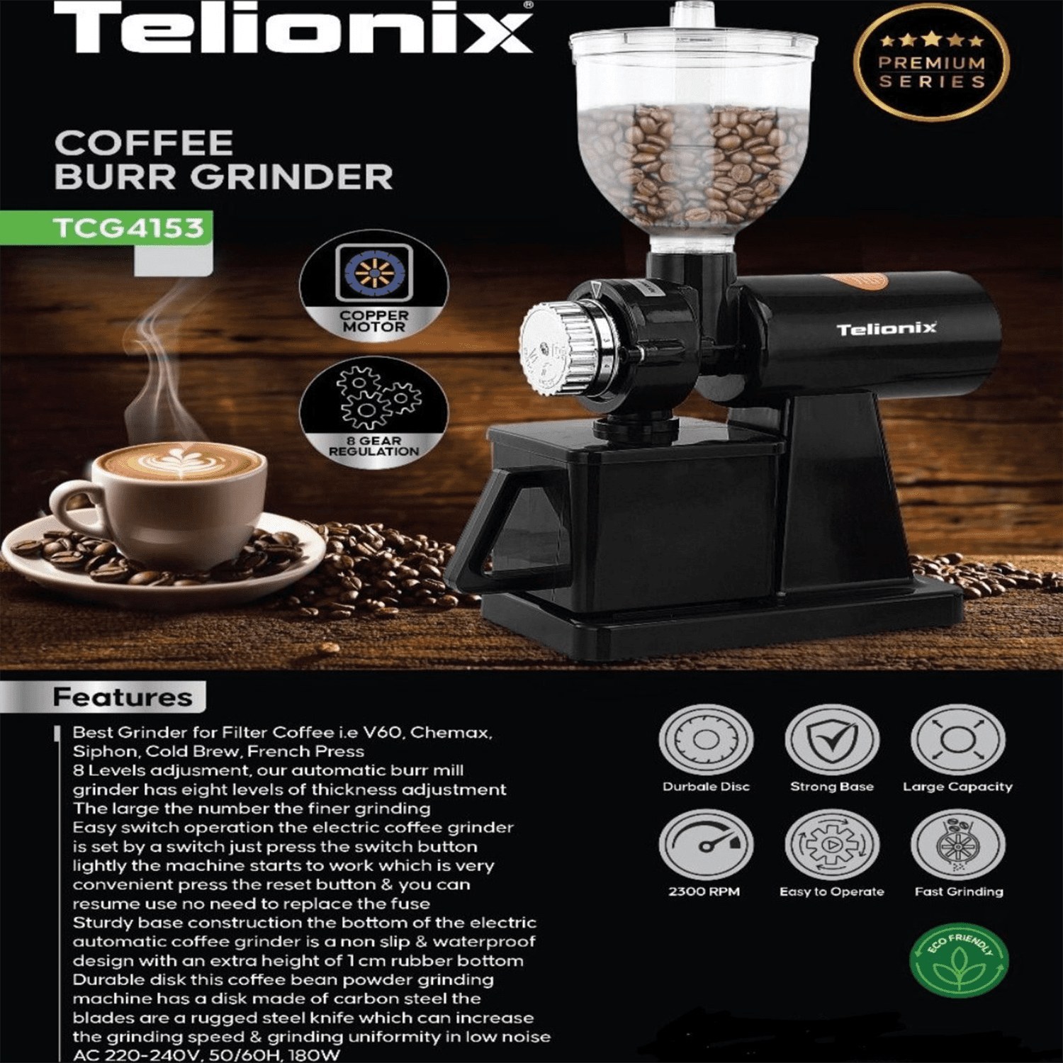 آسیاب قهوه تلیونیکس مدل TCG4153