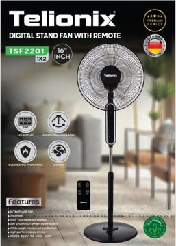 پنکه ایستاده تلیونیکس مدل TSF2201 ریموت دار سایز ۱۶ اینچ