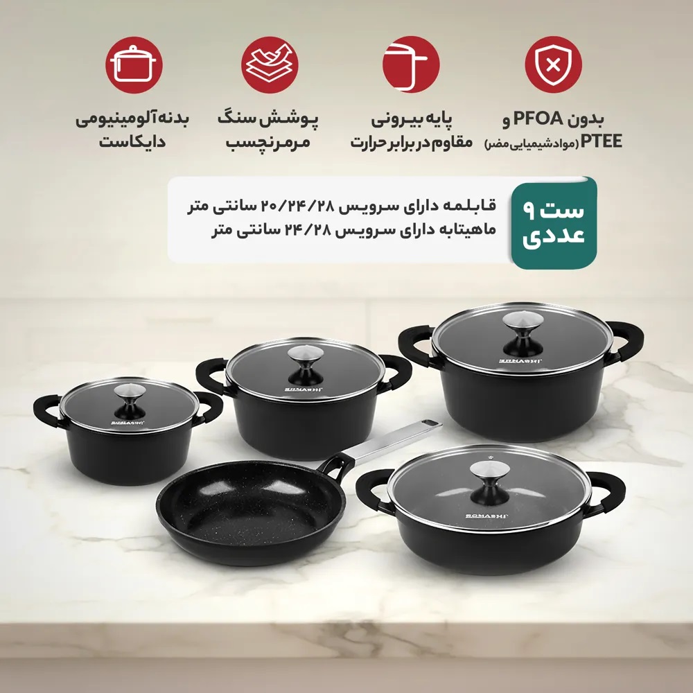 سرویس قابلمه ۹ پارچه سوناشی مدل SCW-610