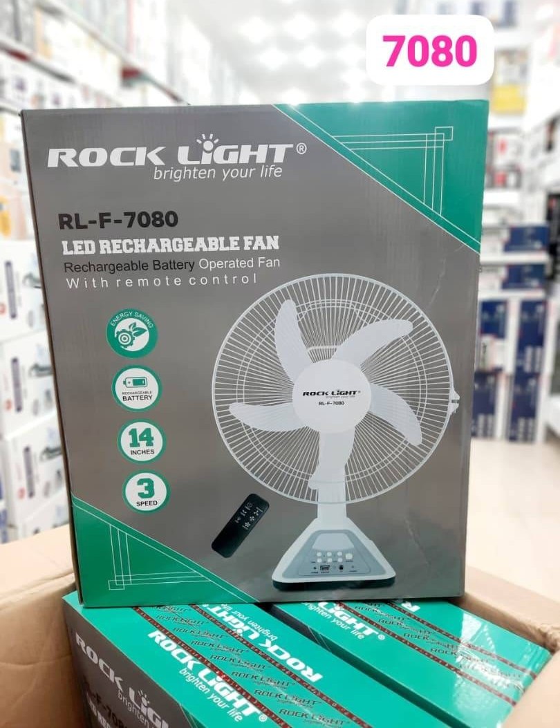پنکه شارژی و برقی راک لایت مدل RL-F-7080