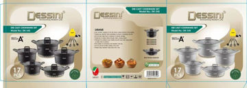 سرویس قابلمه 17 تکه دسینی مدل DK-340 دورنگ  طوسی و مشکی