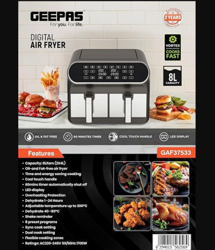 سرخ کن بدون روغن جیپاس مدل GAF-37533 ظرفیت 8 لیتری