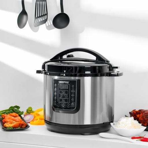 زودپز و پلوپز چند کاره جیپاس مدل GMC35030 ظرفیت ۱۲ لیتر با بدنه استیل ضد زنگ