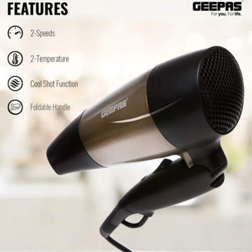 سشوار مسافرتی جیپاس مدل GH8642 ظرفیت ۱۶۰۰ وات تاشو