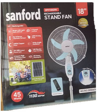 پنکه ایستاده شارژی کنترل دار  با صفحه سولار سانفورد مدل SF974RSFN